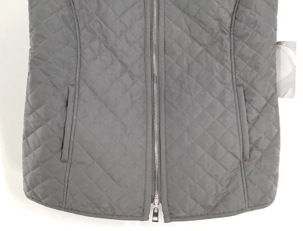 NWT Chico's Women's Mockingbird Gray Reversible Quilted Vest - Size 4/6