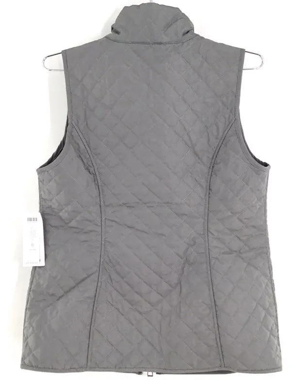 NWT Chico's Women's Mockingbird Gray Reversible Quilted Vest - Size 4/6