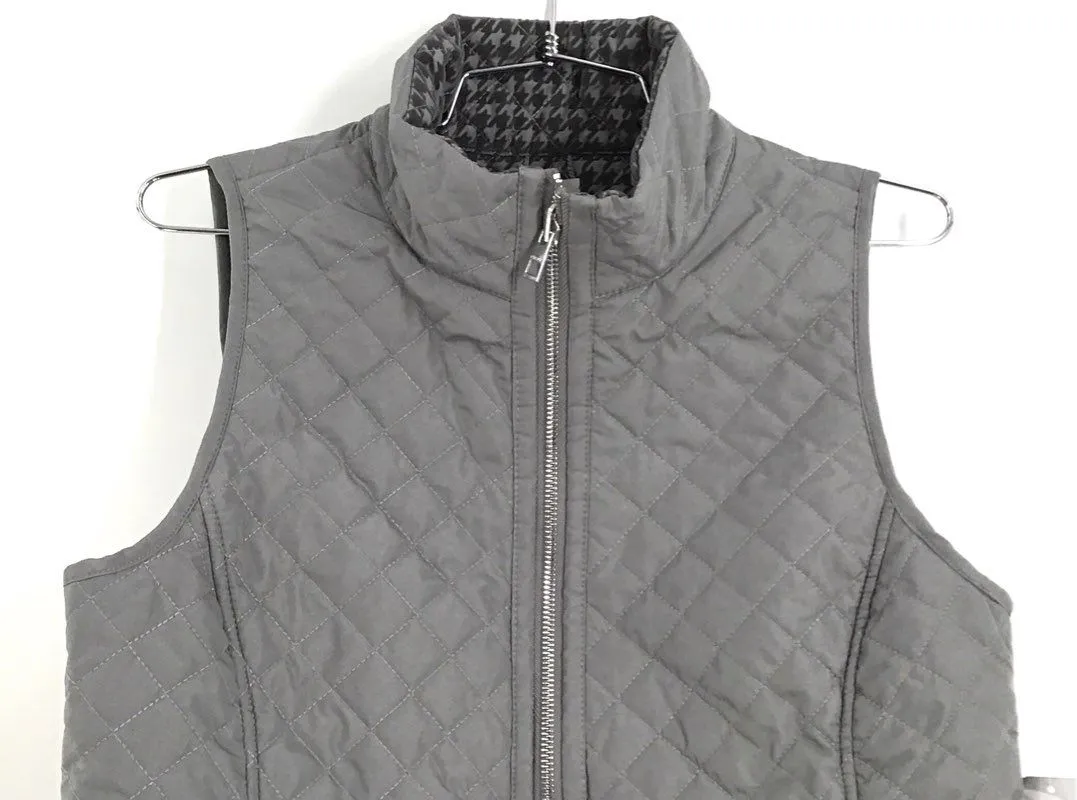 NWT Chico's Women's Mockingbird Gray Reversible Quilted Vest - Size 4/6