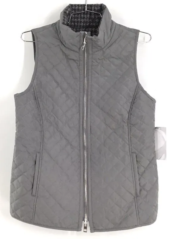 NWT Chico's Women's Mockingbird Gray Reversible Quilted Vest - Size 4/6