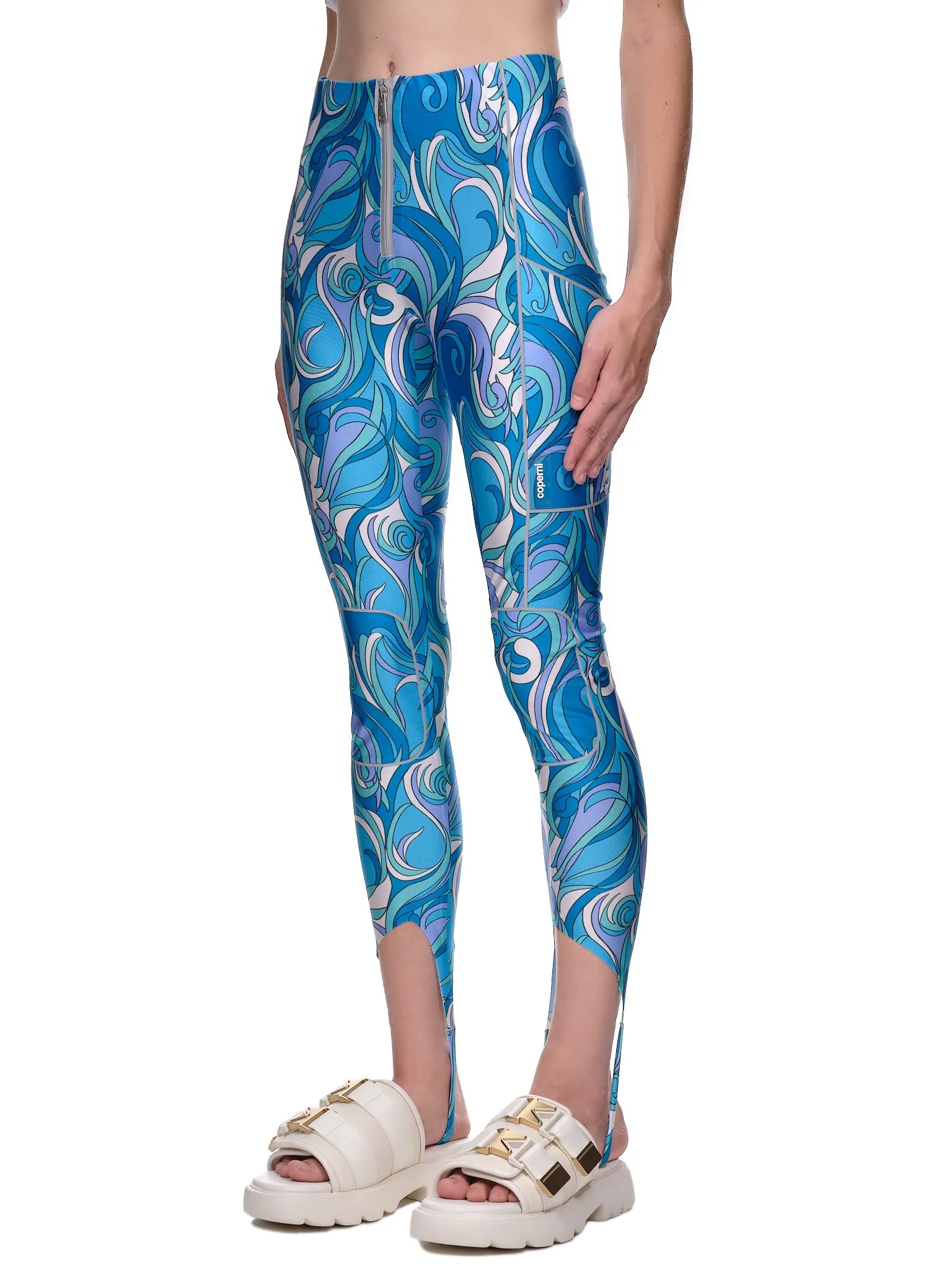 Paisley Print Stirrup Tights (COP-P02547-ACID-BLUE)