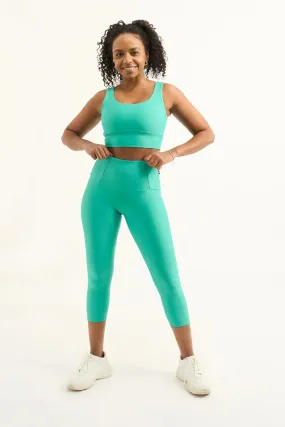 Performance Tummy Control High Waisted Capri Leggings - Jade