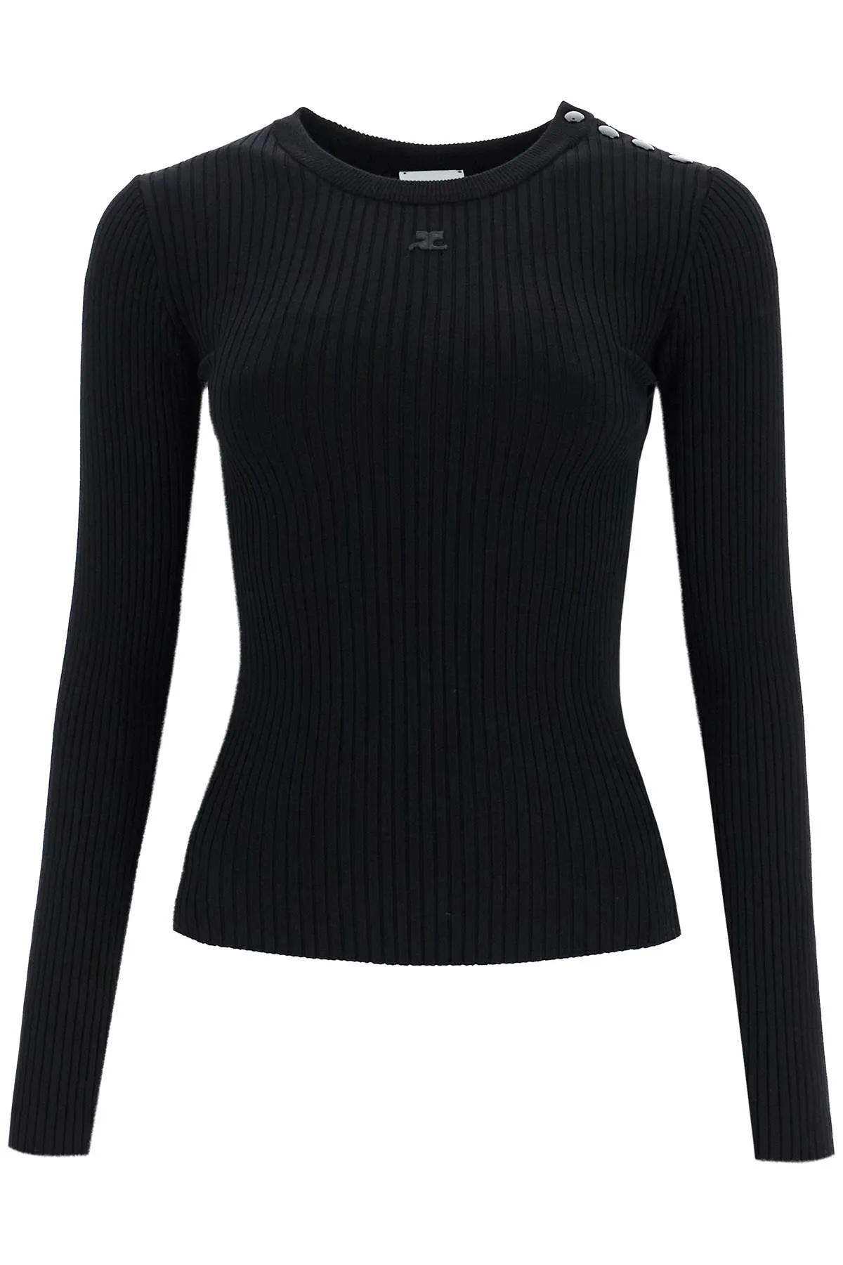 'ribbed stretch knit pullover sweater VESMPU187FI0001 BLACK