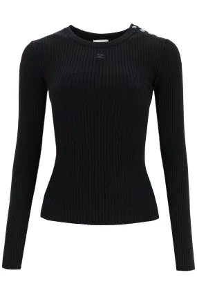 'ribbed stretch knit pullover sweater VESMPU187FI0001 BLACK