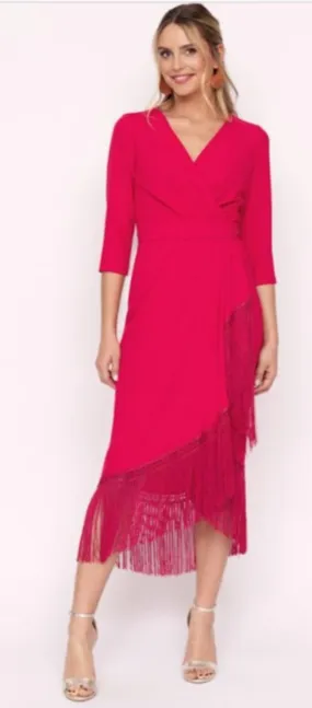 Role Mode Wrap Fringe Hem  Dress