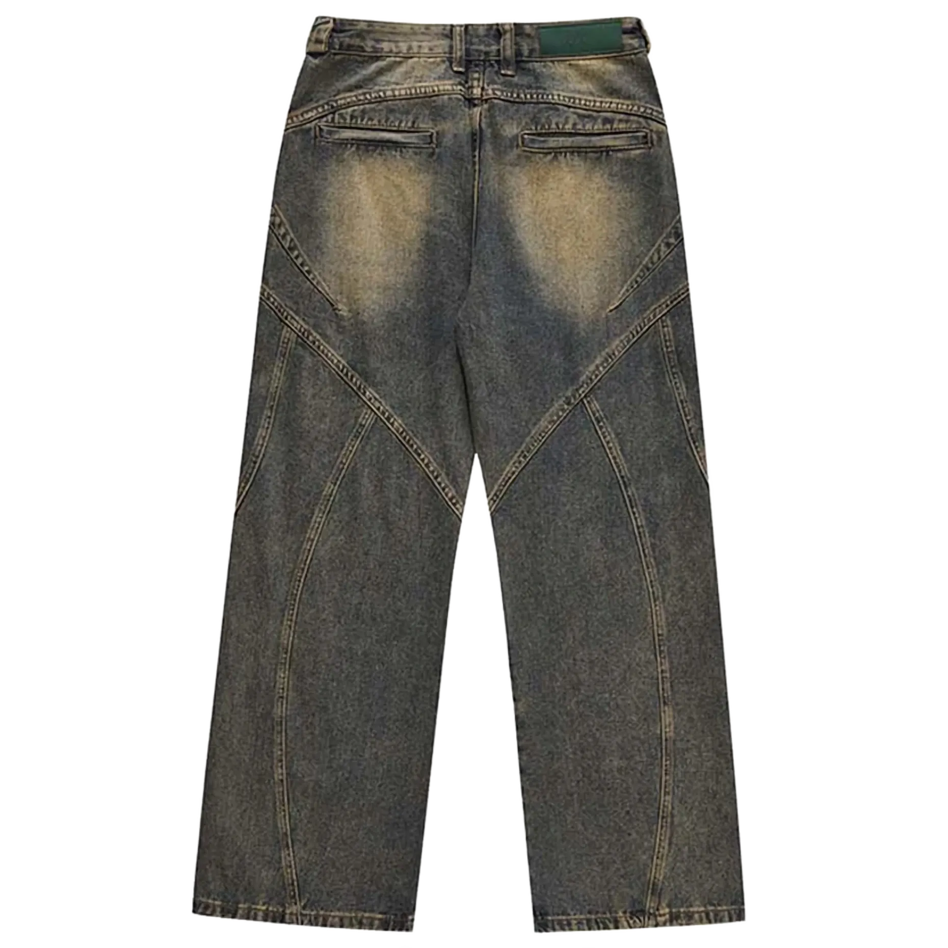 Structured Acid Wash Straight Leg Denim Jeans