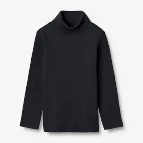 T-Shirt Roll Neck Wool - navy