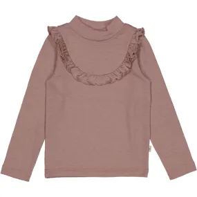 T-shirt Wool Ruffle LS - dusty lilac