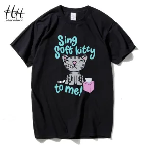 T-shirts HanHent Fashion Shirts Soft Kitty Funny Men Cotton T Shirts Unisex Love cats