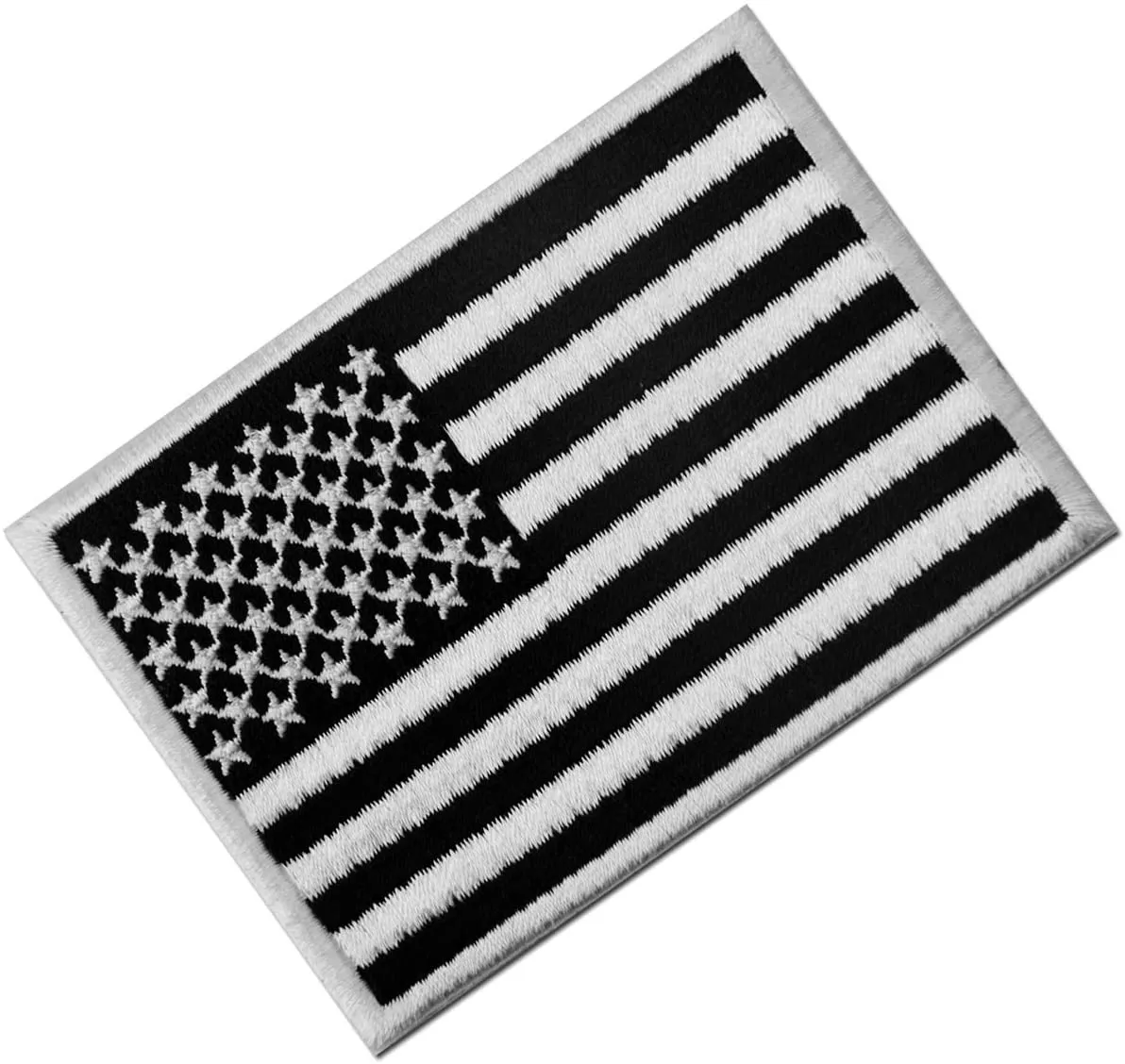 Tactical American Flag Embroidered Patch USA United States of America white and black.
