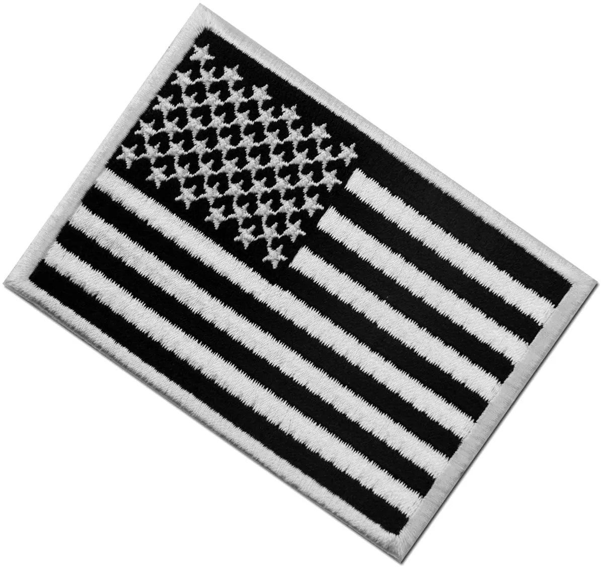 Tactical American Flag Embroidered Patch USA United States of America white and black.