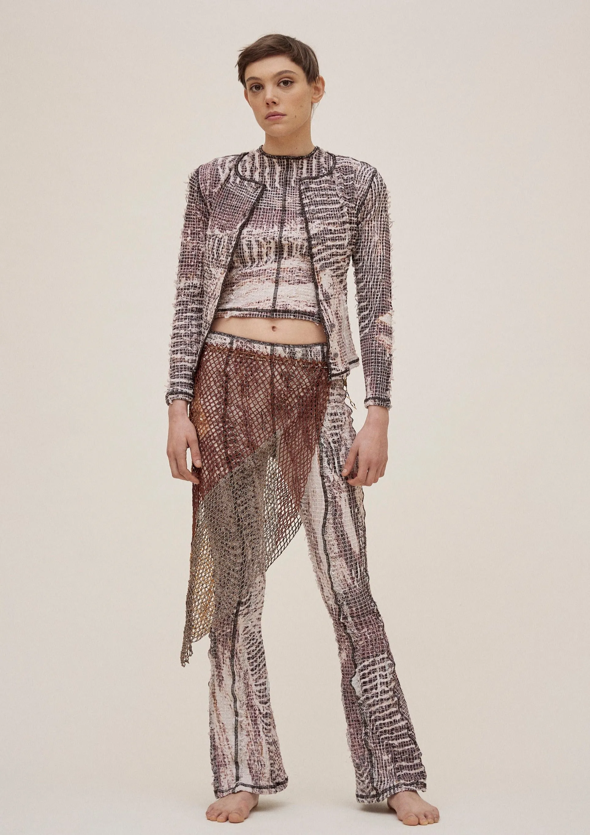 Topographic Stretch Weave Cardigan