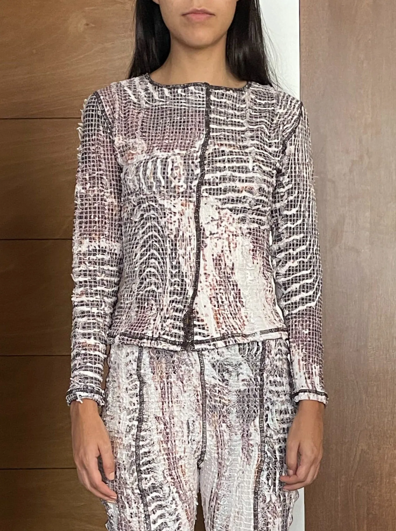 Topographic Stretch Weave Cardigan