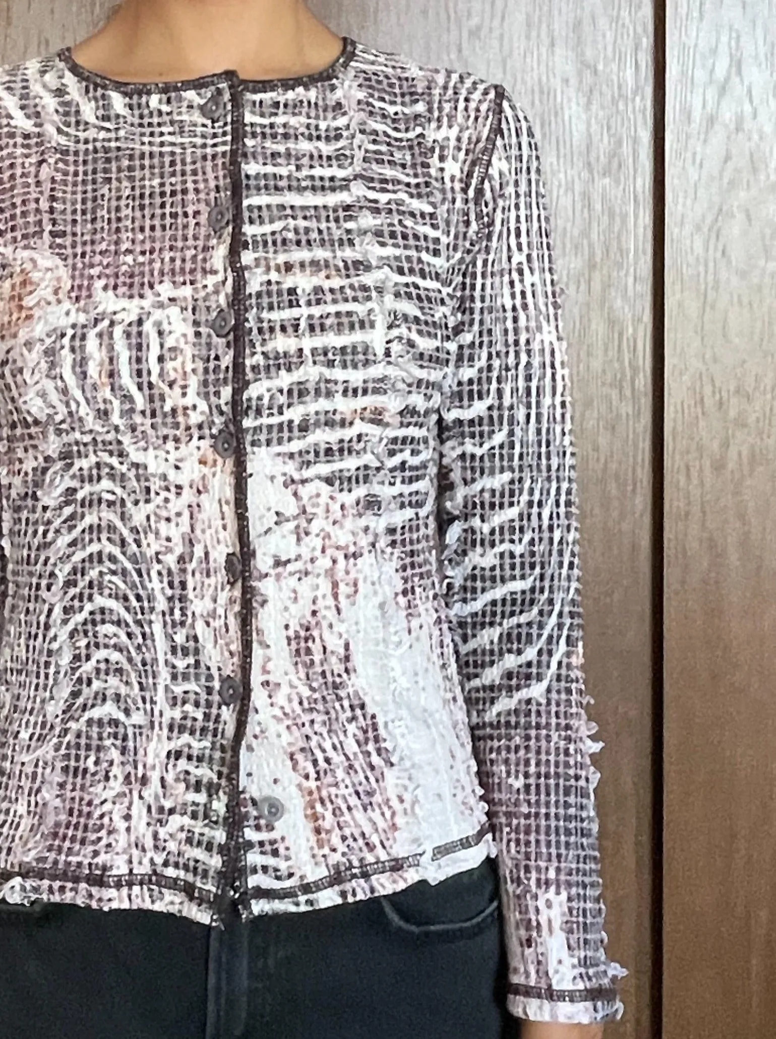 Topographic Stretch Weave Cardigan