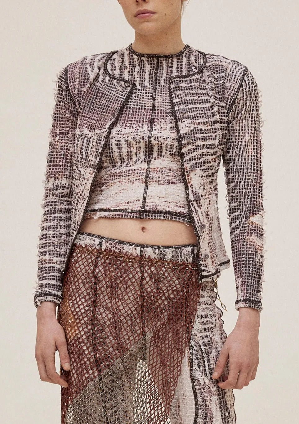 Topographic Stretch Weave Cardigan