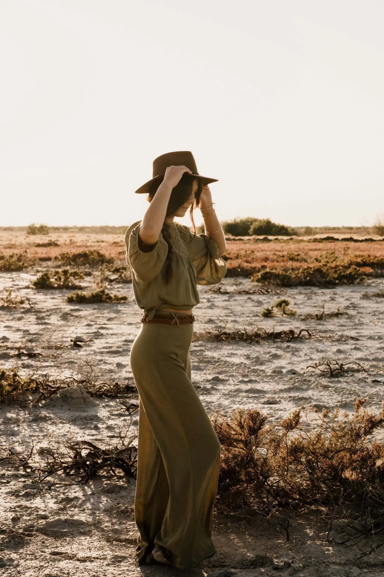 Wide Leg Pants - Martini Olive