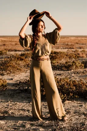 Wide Leg Pants - Martini Olive