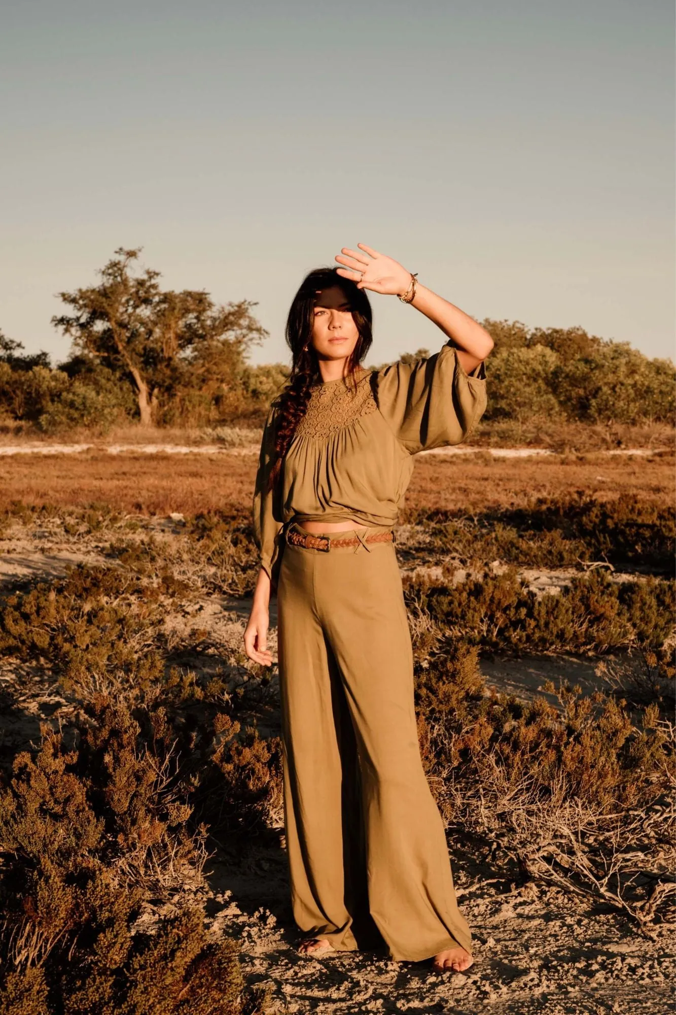 Wide Leg Pants - Martini Olive