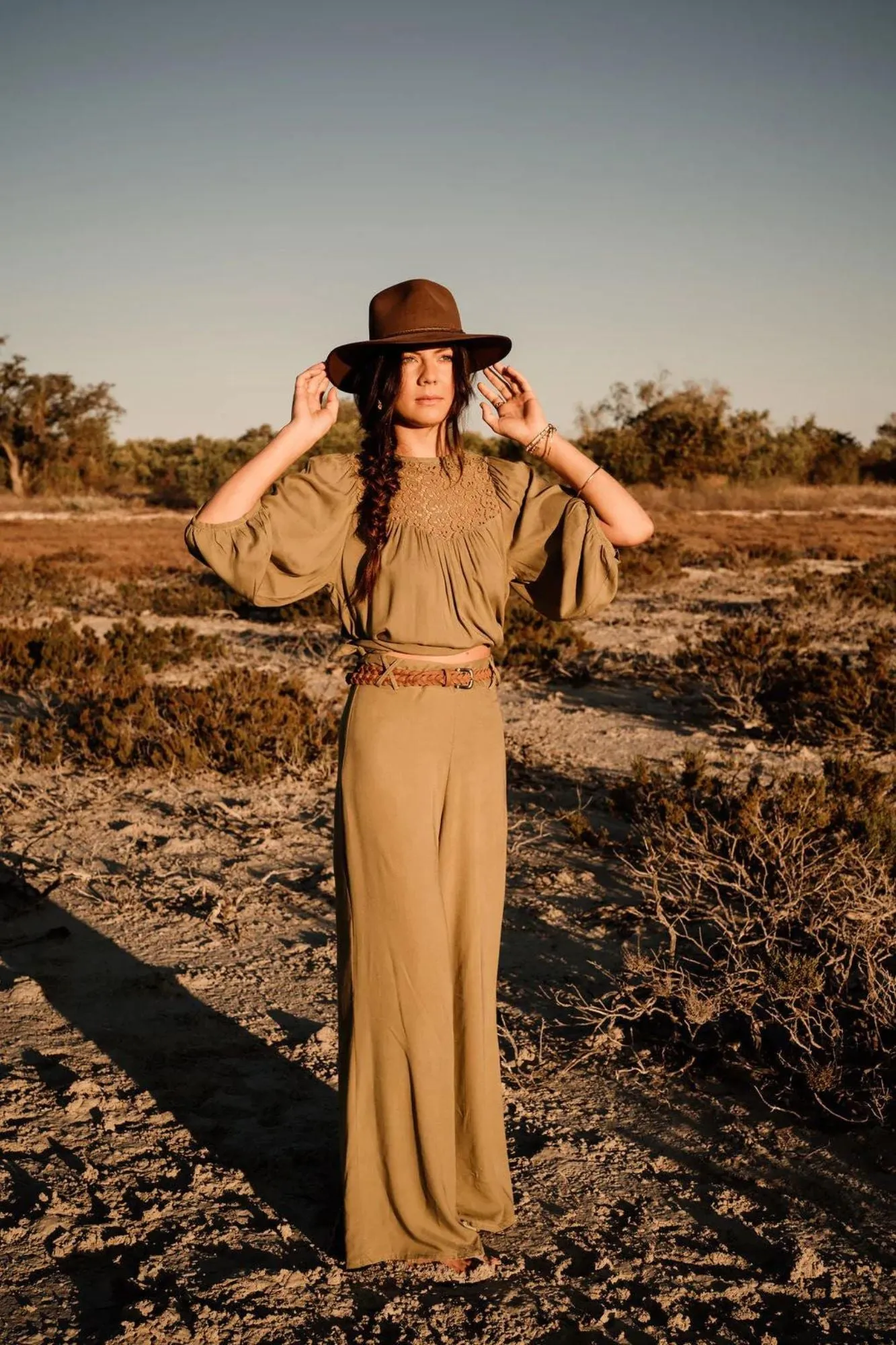 Wide Leg Pants - Martini Olive
