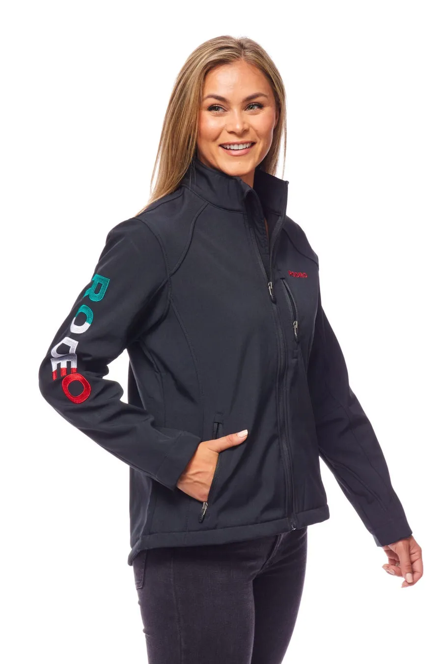 Women's Rodeo Embroidery Sports Jackets -LJ650-EMB-BLKMEX