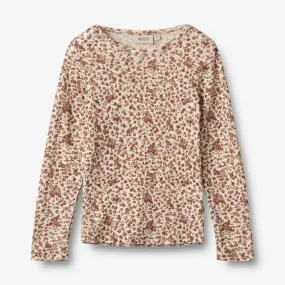 Wool T-Shirt L/S Alfie - rose flowers