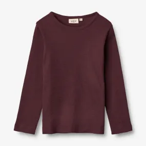 Wool T-Shirt LS - aubergine