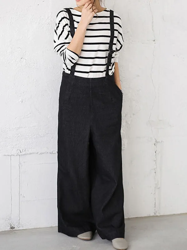 xakxx Loose Wide-Leg Long Overalls